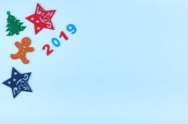 Komposition Für Das Neue Jahr 2019 Mit Nummer Stern Rotem — Stockfoto
