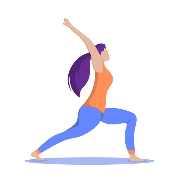 Bella donna formazione yoga pose. Ragazza esercizi pilates — Vettoriale Stock