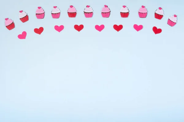 Aménagement Plat Cupcakes Cœurs Pour Conception Maquettes Image Table Décoration — Photo