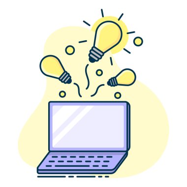 light bulb as symbol of idea, concept of creativity. Line art, flat style vector