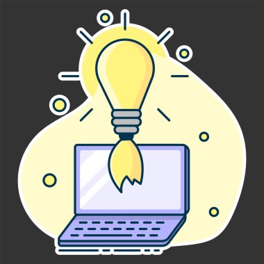 light bulb as symbol of idea, concept of creativity. Line art, flat style vector