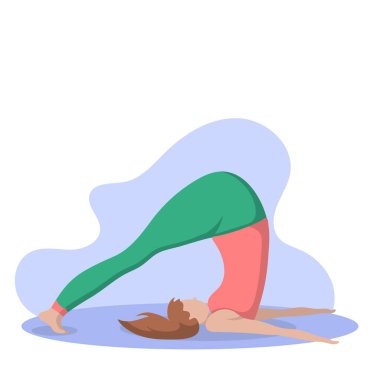 Güzel kadın eğitim yoga teşkil etmektedir. Kız pilates, vektör çizim çalışmaları