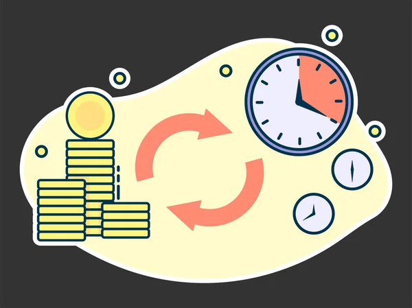 Время Деньги Быстрые Кредиты Понятийный Аппарат Линейное Искусство Вектор Плоского — стоковый вектор