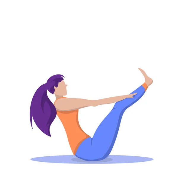 Bella Donna Formazione Yoga Pose Ragazza Esercizi Pilates Illustrazione Vettoriale — Vettoriale Stock