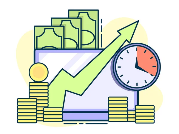 Tijd Geld Snel Leningen Deposito Concept Zeer Fijne Tekeningen Vlakke — Stockvector