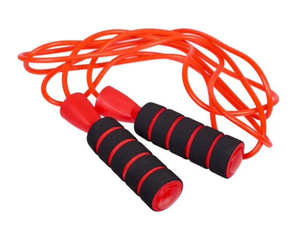 Corda Salto Vermelho Para Fitness Vida Desportiva Isolado Sobre Fundo — Fotografia de Stock