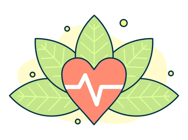 Kalp Nabız Yaprakların Arka Plan Kavramı Doğal Ilaçlar Homeopati Sağlıklı — Stok Vektör