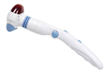 Kablosuz elektronik Masaj, kas tedavisi ilaç, sağlıklı bir yaşam tarzı. Beyaz arka plan üzerinde izole