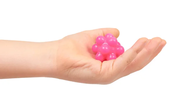 Mano Niño Con Bola Rosa Puntiaguda Para Masaje Concepto Atención — Foto de Stock