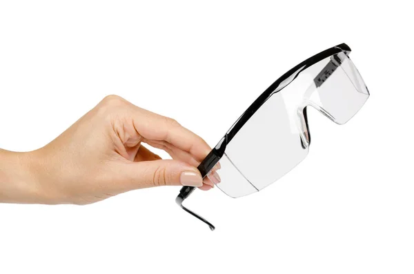 Arbeitsschutz Zum Schutz Der Menschlichen Augen Schutzbrille Mit Der Hand — Stockfoto