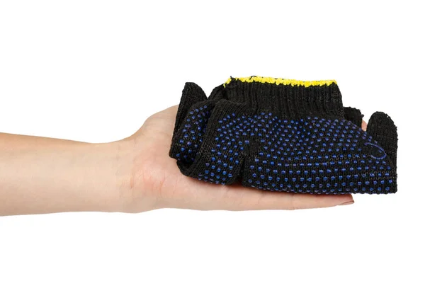 Σκούρο Μπλε Ύφασμα Προστατευτικά Γάντια Χέρι Πολυτεχνίτης Εξοπλισμού Απομονωμένα Λευκό — Φωτογραφία Αρχείου