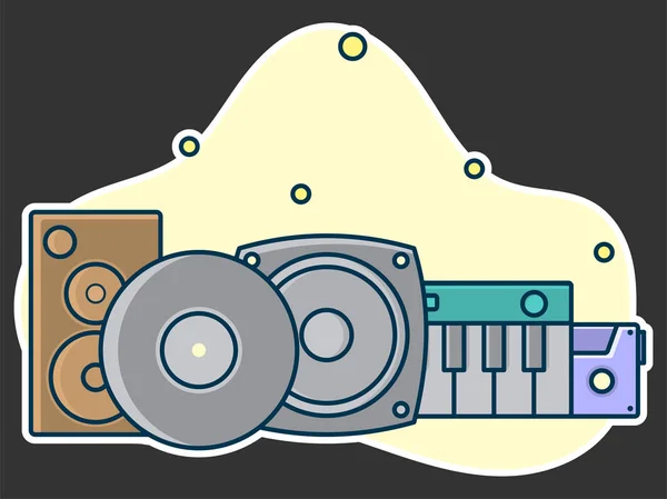 Heimmusik Und Tonstudio Konzept Professionelles Arbeitsetikett Zeilenkunst Flacher Stilvektor Symbol — Stockvektor