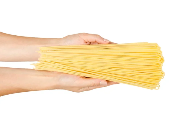 Italiano Home Made Macarrão Amarelo Com Mão Conceito Cozinha Caseira — Fotografia de Stock