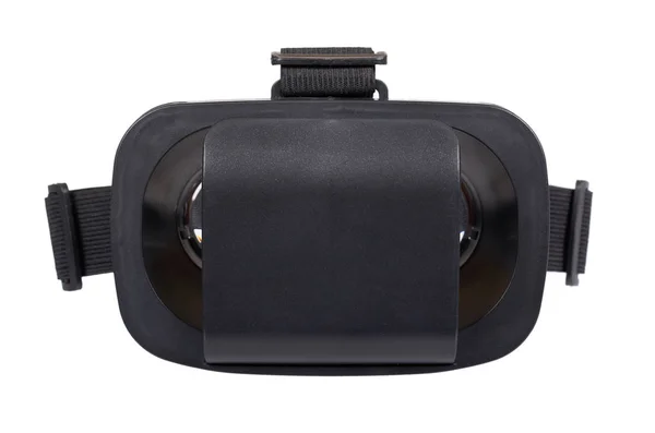 Μαύρο Πλαστικό Ακουστικά Μάσκας Εικονικής Πραγματικότητας Απομονωμένα Λευκό Φόντο — Φωτογραφία Αρχείου