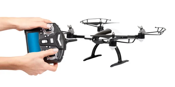 Mão Com Controle Remoto Drone Brinquedo Divertido Para Crianças Jogo — Fotografia de Stock