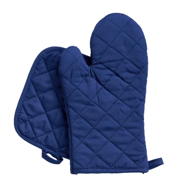 Blå kök handske, värmeskydd och säkerhet. — Stockfoto