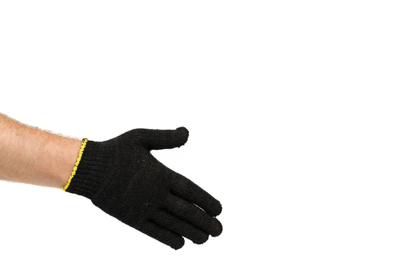 Ciemny niebieski tkaniny ochronne rękawice z ręki, złota rączka sprzęt — Zdjęcie stockowe