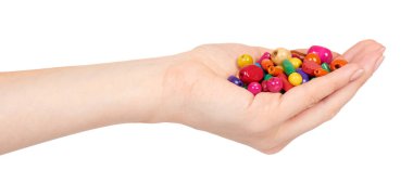 El ile renkli ahşap boncuk, el yapımı için dekoratif aksesuarları.