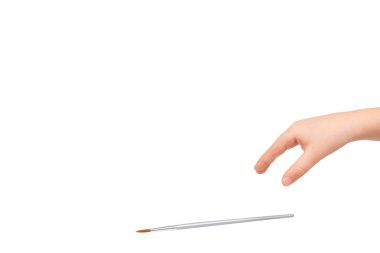 Çocuklar el gri painbrush, ressam kavramı ile