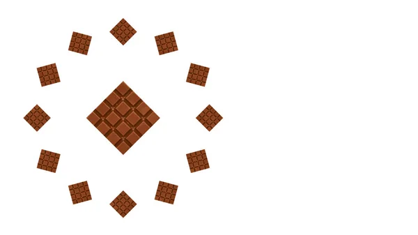 Primer plano de piezas de chocolate de fondo, composición del reloj — Foto de Stock