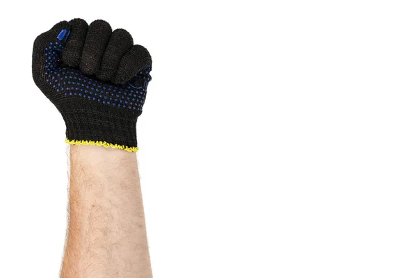 Темно-синие защитные перчатки с ручной рукой, оборудование мастера — стоковое фото