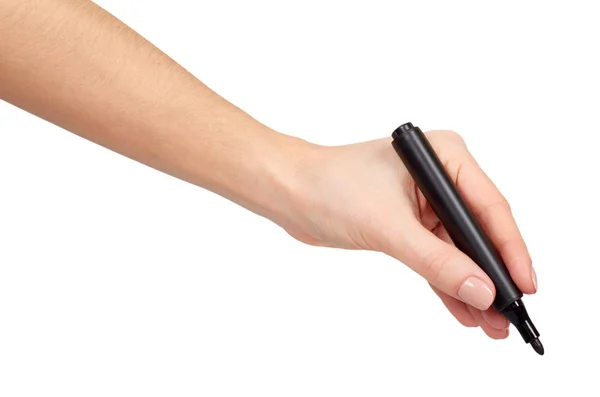 Hand with felt tip marker, drawing or writinng gesture. — Stock Photo, Image