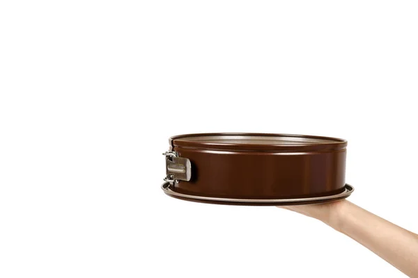 Hand met ronde vorm gebruiksvoorwerp voor bakken — Stockfoto