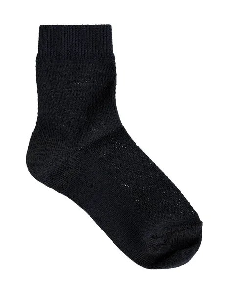 Black cotton sock, foot clothing. Isolated on white — Stock Photo, Image