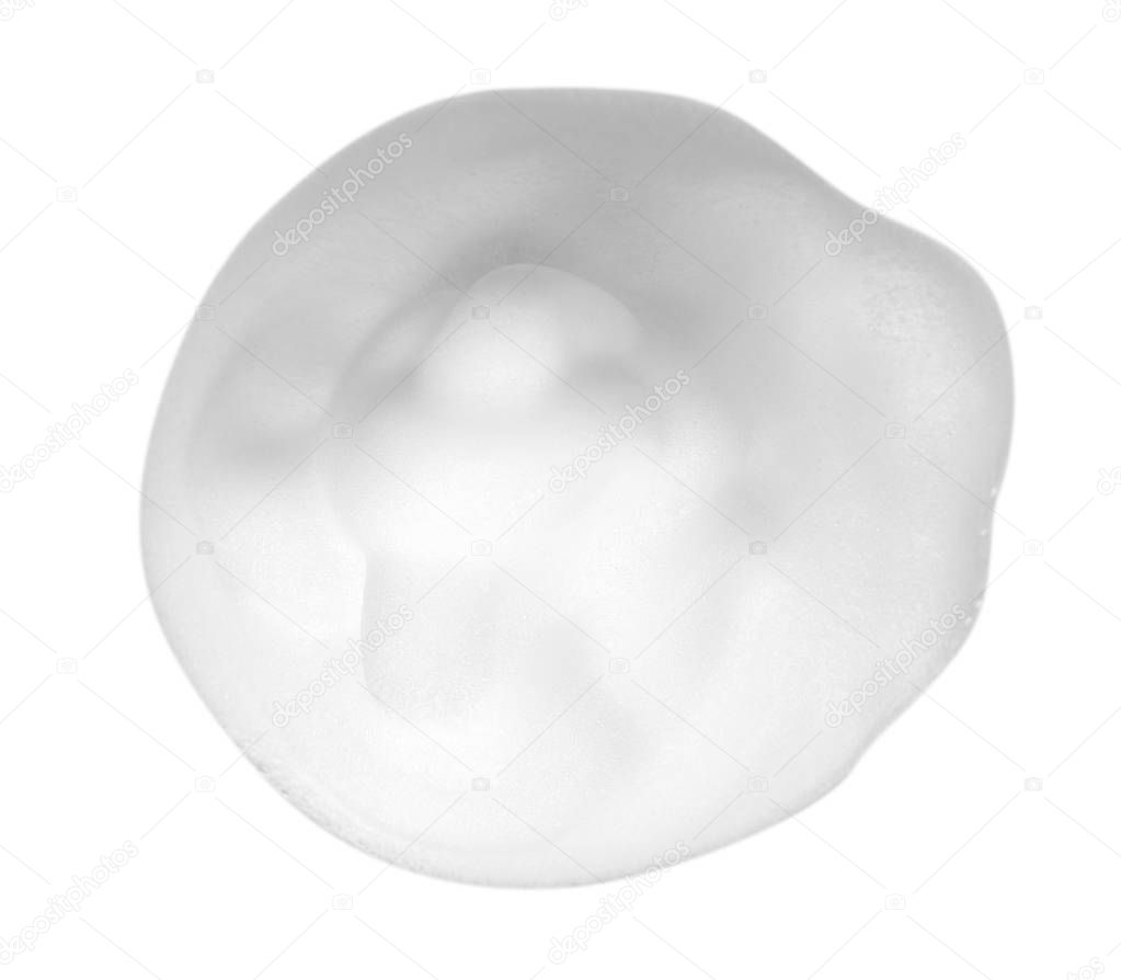 White foam bubbles, beauty smooth mousse, close up photo.