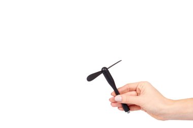 El ile mobil cihazlar veya güç banka için siyah plastik Usb fan.