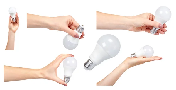 Hand mit LED-Lampe, Set und Kollektion. — Stockfoto