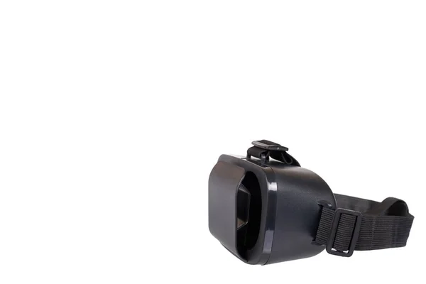 Black plastic VR headset, Virtual Reality mask. Royalty Free Stock Photos