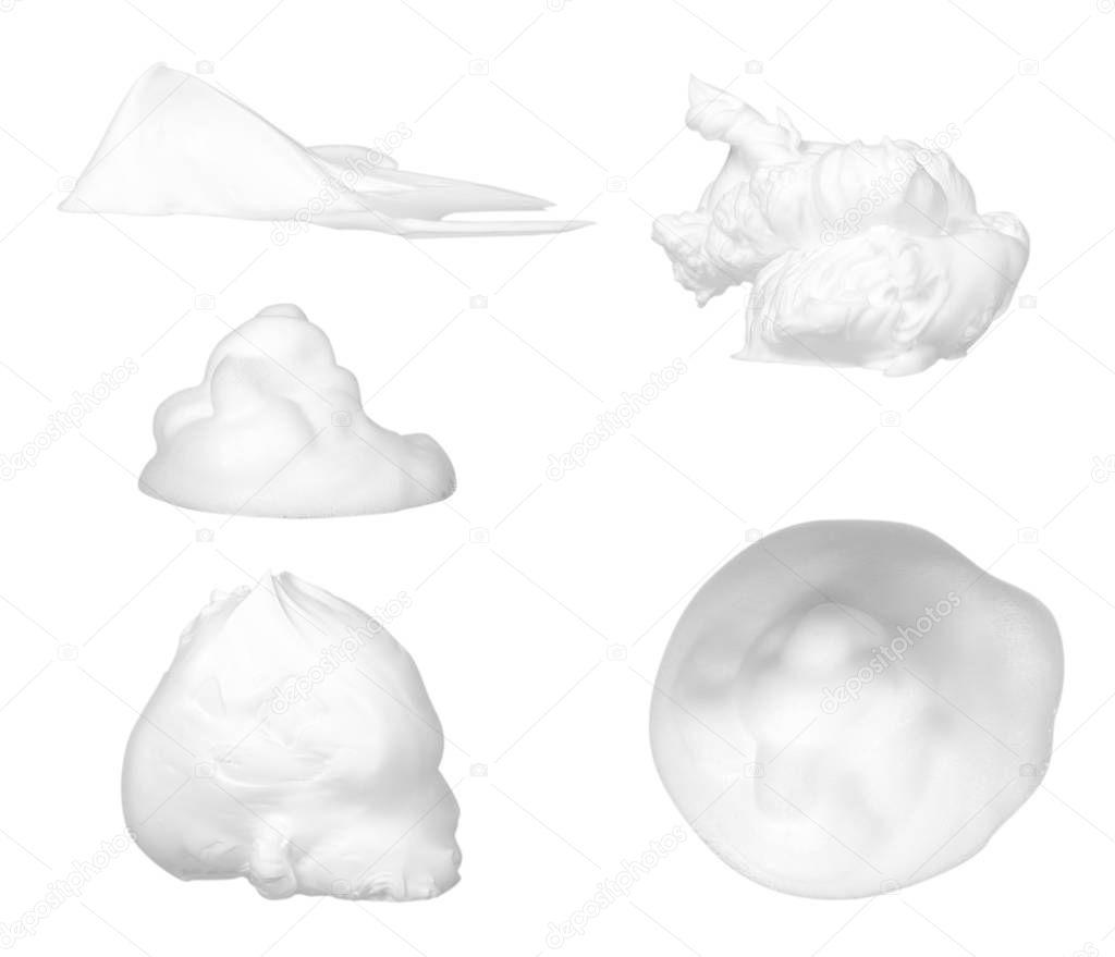 White bubble foam, set and collection. Isolated