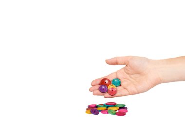 El ile renkli dikiş düğme, dekorasyon aksesuarı.