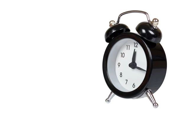 Reloj despertador retro negro, relojes clásicos con campanas . — Foto de Stock