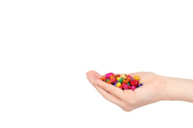 El ile renkli ahşap boncuk, el yapımı için dekoratif aksesuarları.