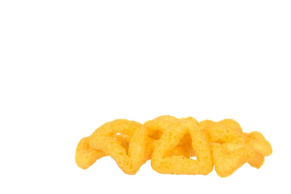 Cheese puff sticks, crunchy corn snack, unhealthy food. — Stock Photo, Image