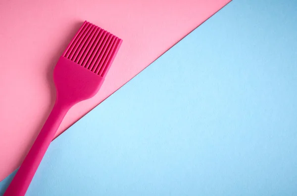 Silicone brush for prepare food, flat lay — Stock Photo, Image