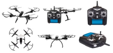 Rc denetleyici ve drone, set ve toplama.