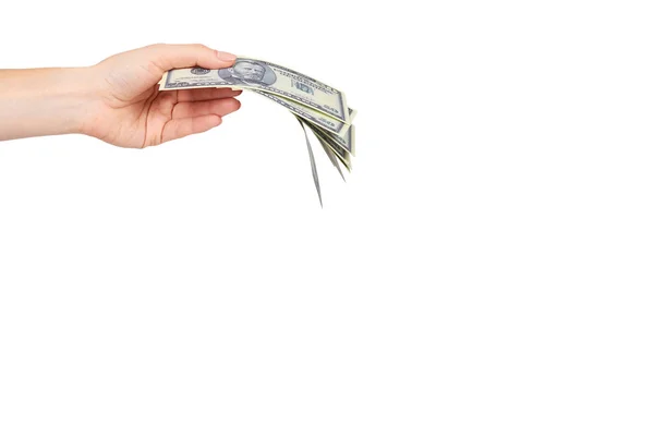 Hand with US dollars, concept of bribes and corruption. — Stock Photo, Image