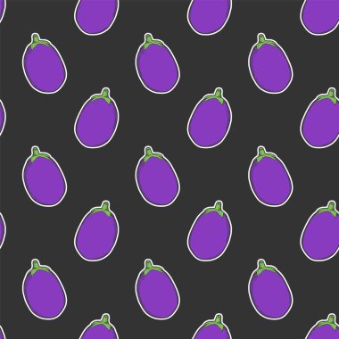 Taze çiğ patlıcan. Doodle ve kroki tarzında vektör konsepti.