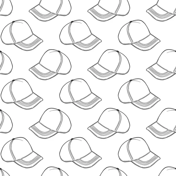 野球帽 トラック運転手の帽子落書きとスケッチスタイルのベクトルコンセプト。Tシャツ、はがきに印刷用手描きイラスト. — ストックベクタ