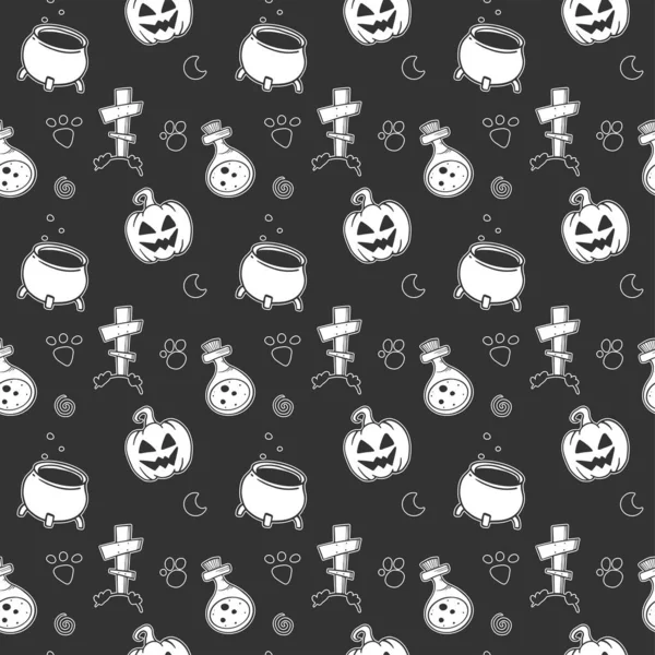 Halloween. Vektor-Konzept im Doodle und Sketch-Stil. handgezeichnete Illustration zum Druck auf T-Shirts, Postkarten. — Stockvektor