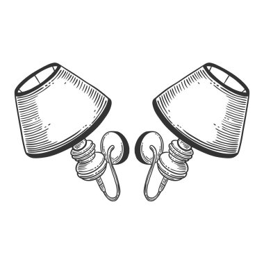 Duvar lambası. Doodle ve çizim stilinde vektör kavramı. T-shirt, kartpostal baskı için elle çizilmiş illüstrasyon.
