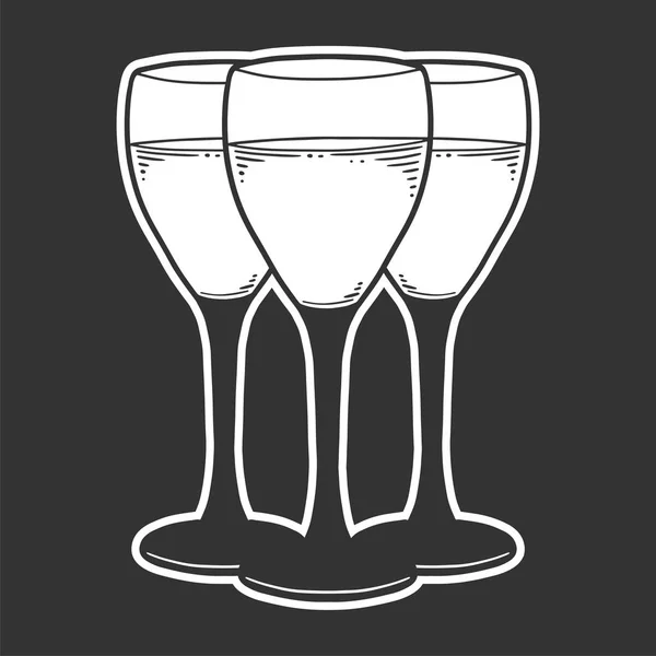Weinglas vorhanden. Vektor-Konzept im Doodle und Sketch-Stil. — Stockvektor