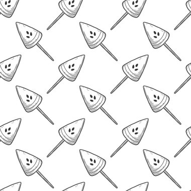 Karpuz şekeri ya da dondurma. Doodle ve çizim stilinde vektör kavramı. T-shirt, kartpostal baskı için elle çizilmiş illüstrasyon.