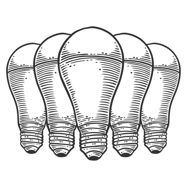 Светодиодная лампочка. Векторная концепция в стиле каракулей и эскизов. Ручная иллюстрация для печати на футболках, открытках . — стоковый вектор