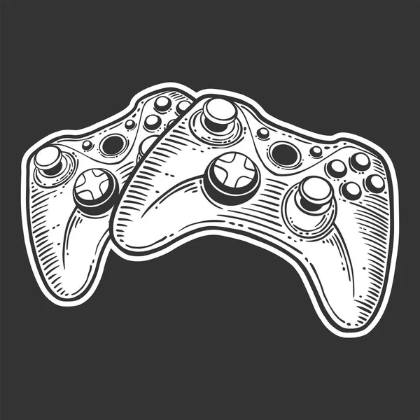 Gamepad. Vector concept in doodle and sketch style. Hand drawn illustration for printing on T-shirts, postcards. — Stock Vector