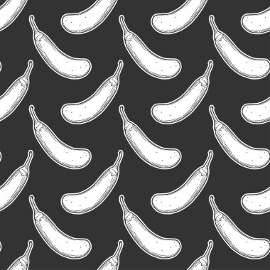 Taze çiğ patlıcan. Doodle ve kroki tarzında vektör konsepti.