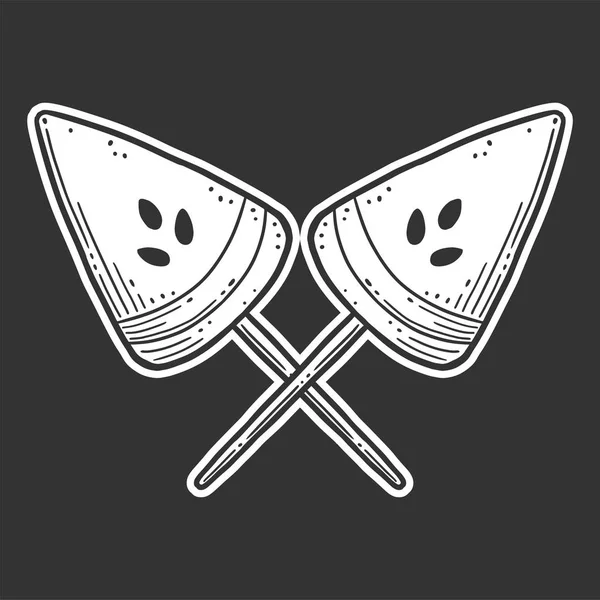 Dulces de sandía o helado. Concepto vectorial en estilo doodle y sketch . — Vector de stock